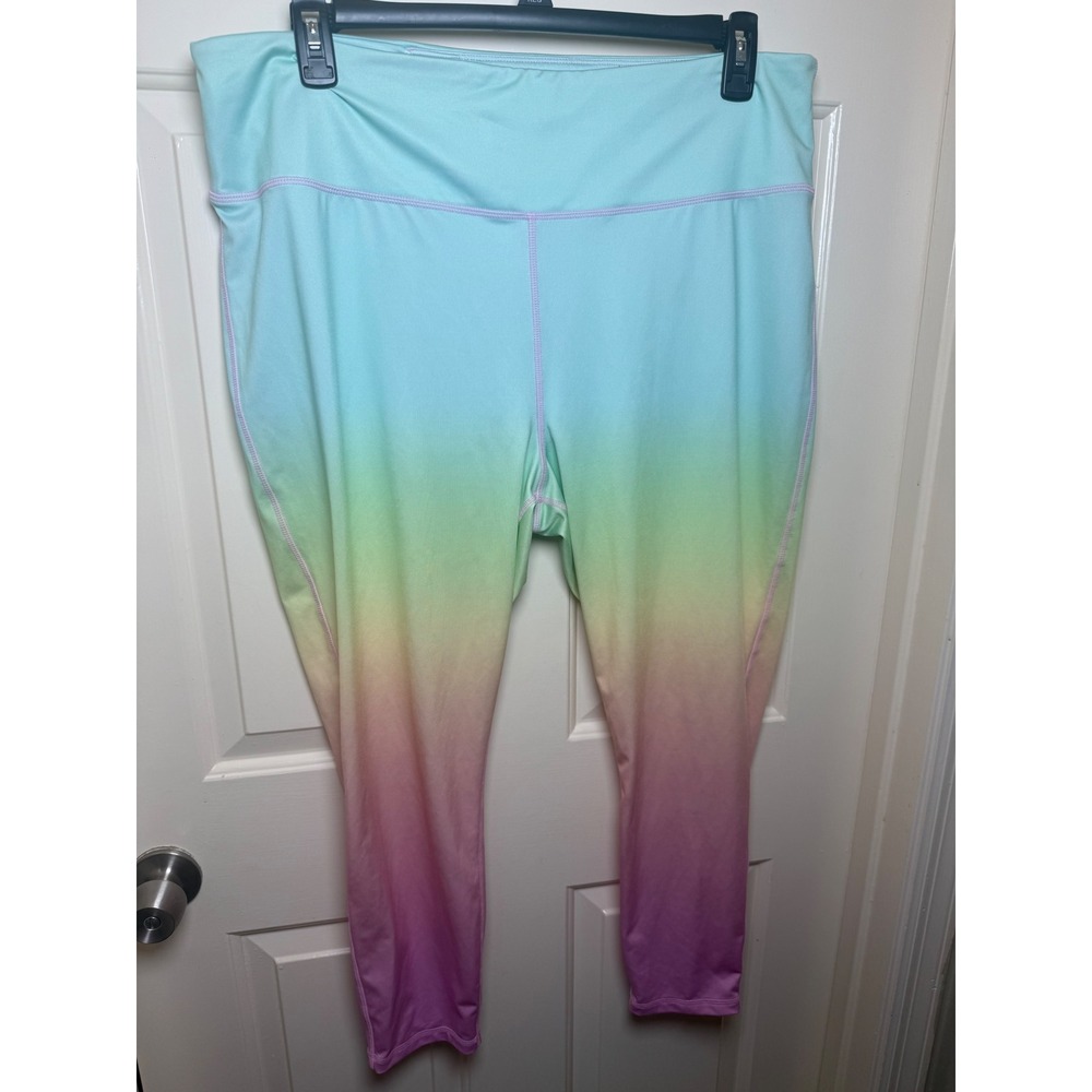 Crown & Ivy Women XXL Pastel Ombre Gradient Activewear Leggings Multi-Color